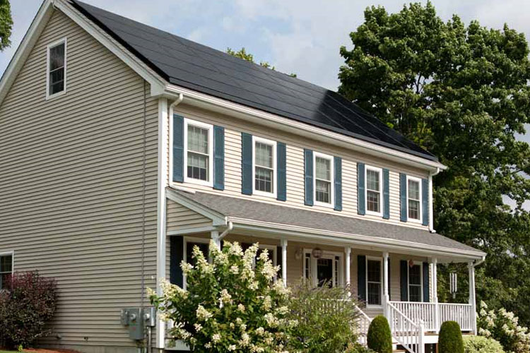 Two-story Southern California home with new roof installation supported by flexible roofing and solar financing