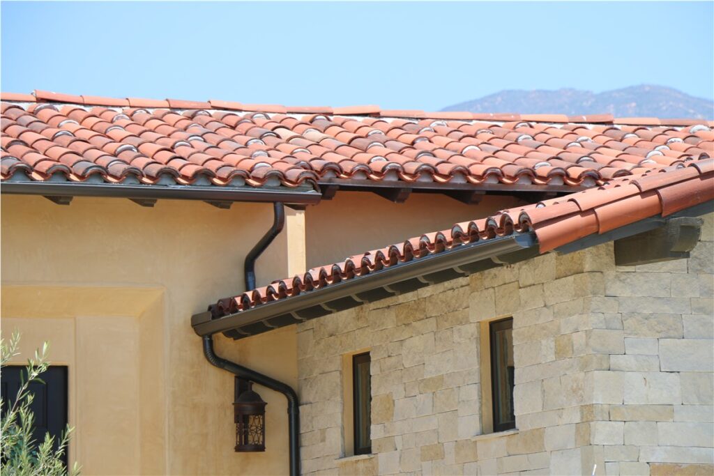 Clay tile roof installed as part of new construction roofing on a Southern California home