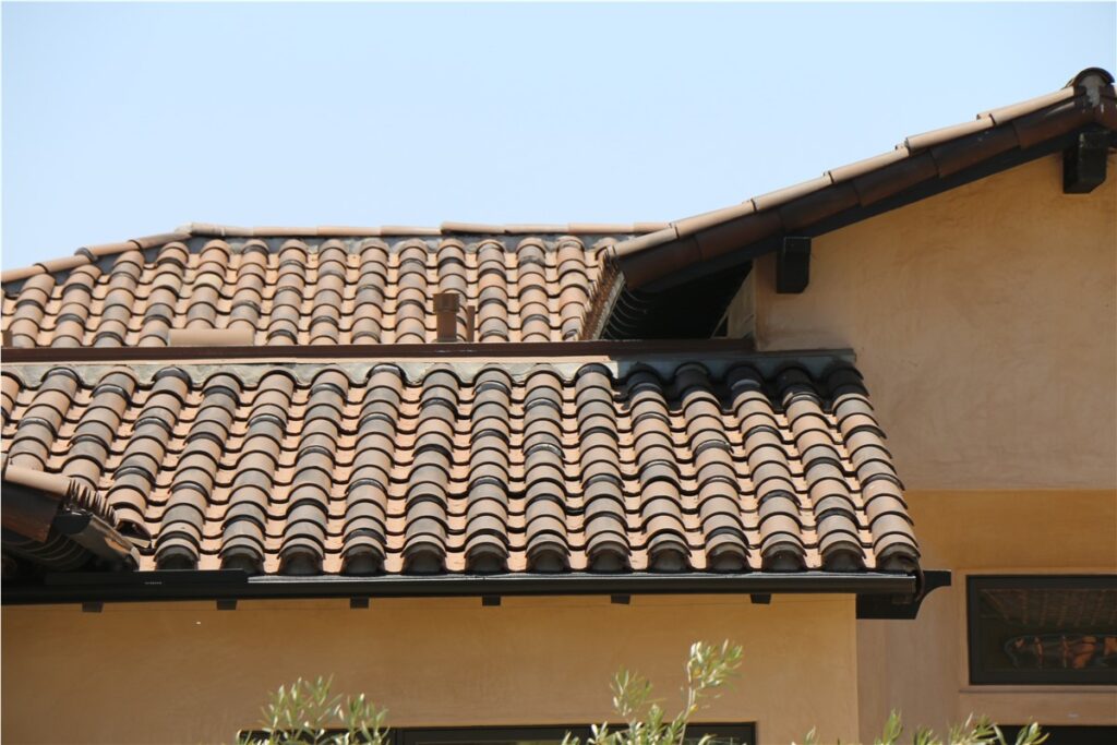 Spanish-style clay tile roofing showing one of the roof types common in Southern California
