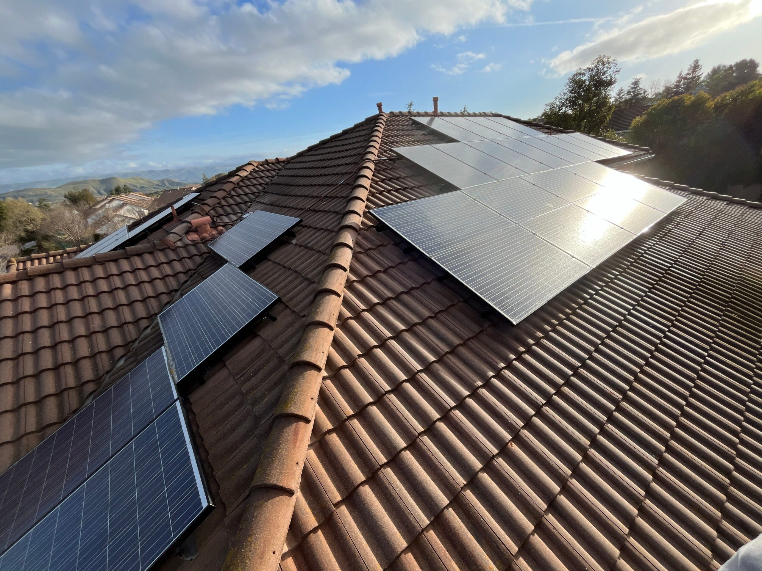 Solar panels installed on a California tile roof