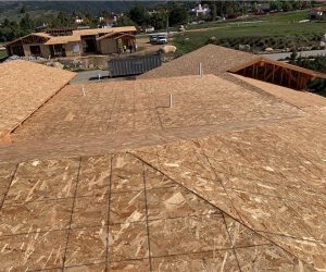 Roof decking installed during new construction roofing on a Southern California home