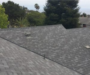 Asphalt shingle roofing showing one of the roof types used on Southern California homes