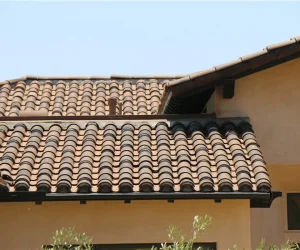 Spanish-style clay tile roofing showing one of the roof types common in Southern California