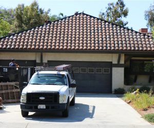 August Roofing & Solar truck parked at a Southern California home for professional roof inspection service
