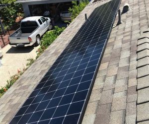 Solar panels installed on a residential roof prior to solar panel removal and reinstallation in Southern California